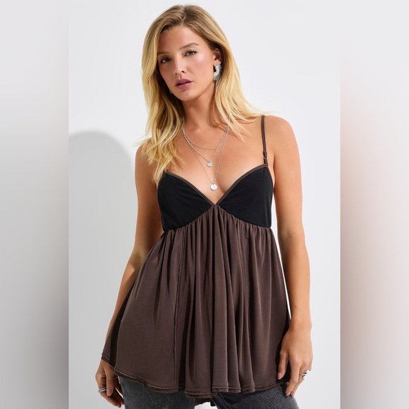 FREE PEOPLE Trixie Tunic in brown size extra small - Picture 2 of 10